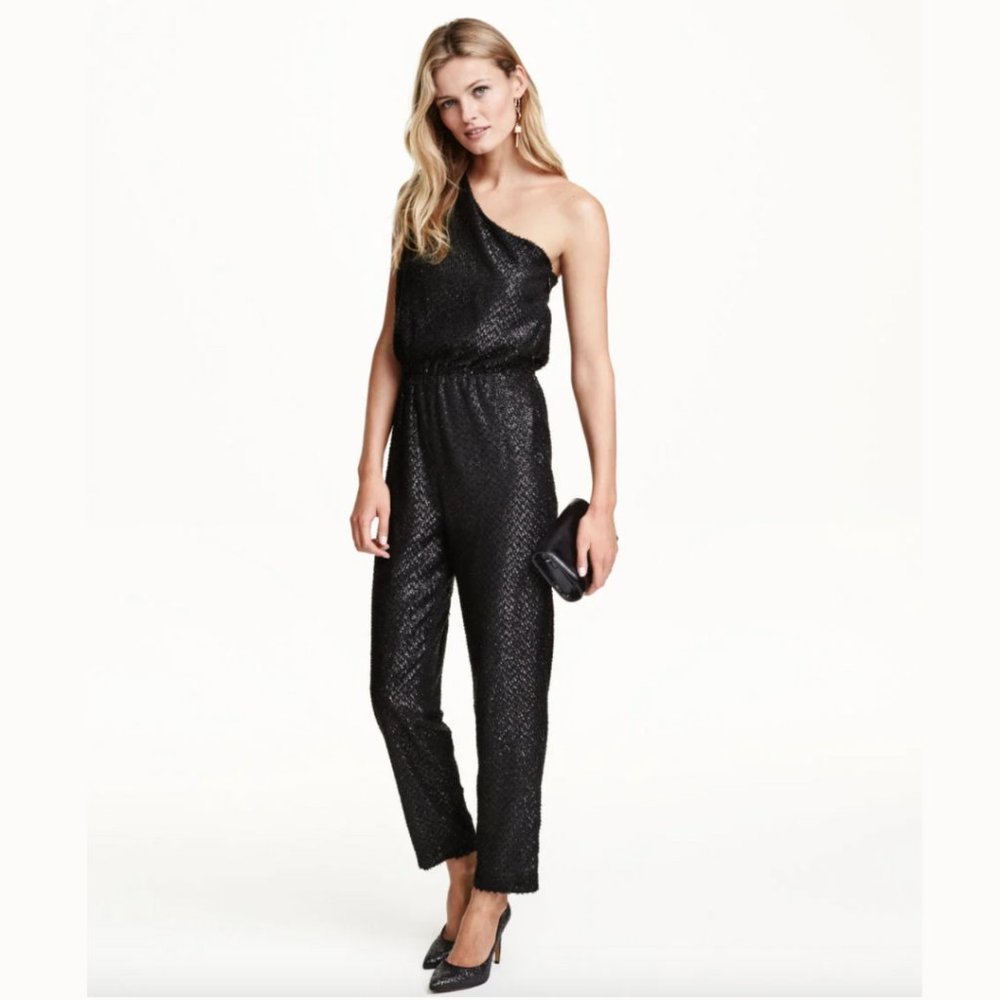 H&M Sparkly One Shoulder Jumpsuit